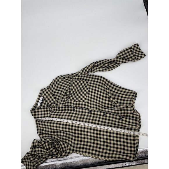 WeWoreWhat Womens XXS/XS Button-Up Shirt Gingham Check Black Beige Classic Chic - Picture 8 of 8
